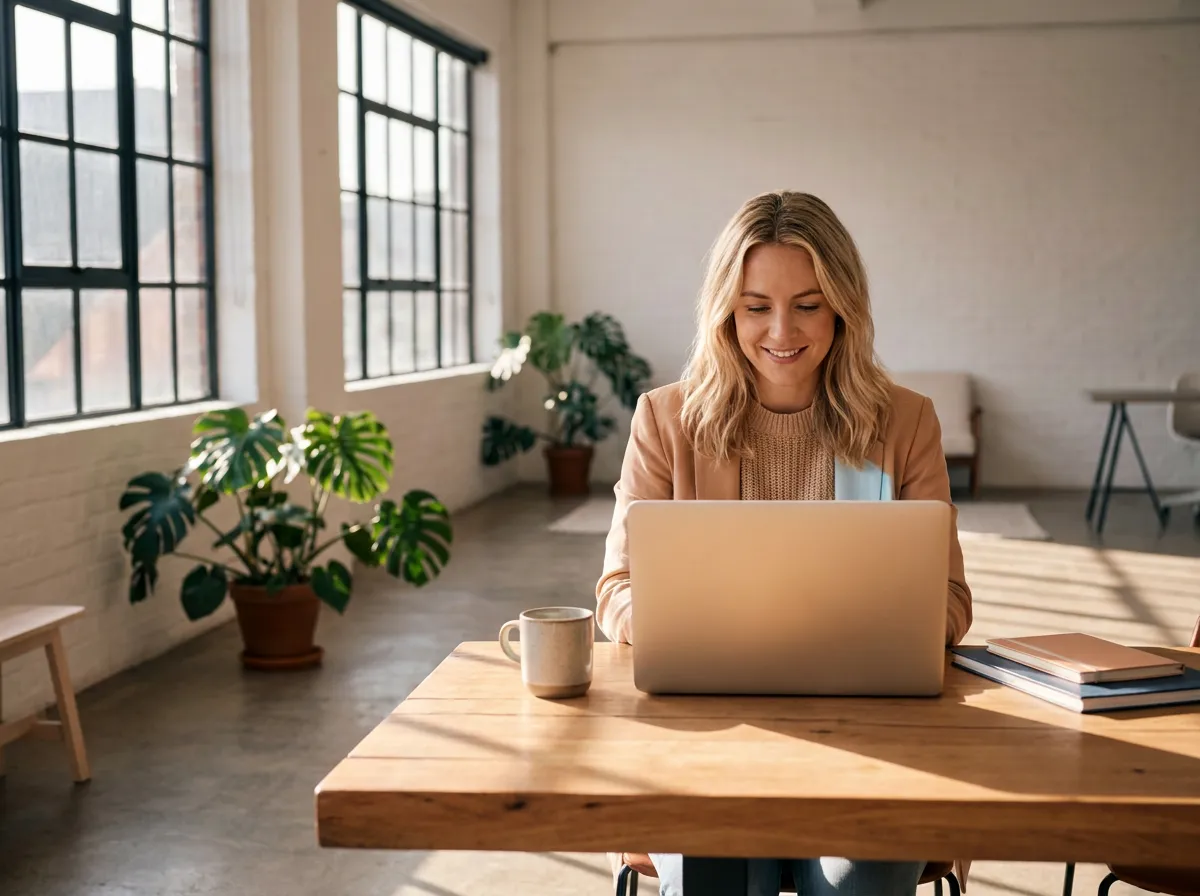 Modern Loft Office with Entrepreneur Orchestrating Digital Work